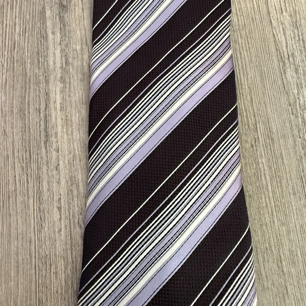 Ermenegildo Zegna‎ Men's 100% Silk Striped Purple Tie